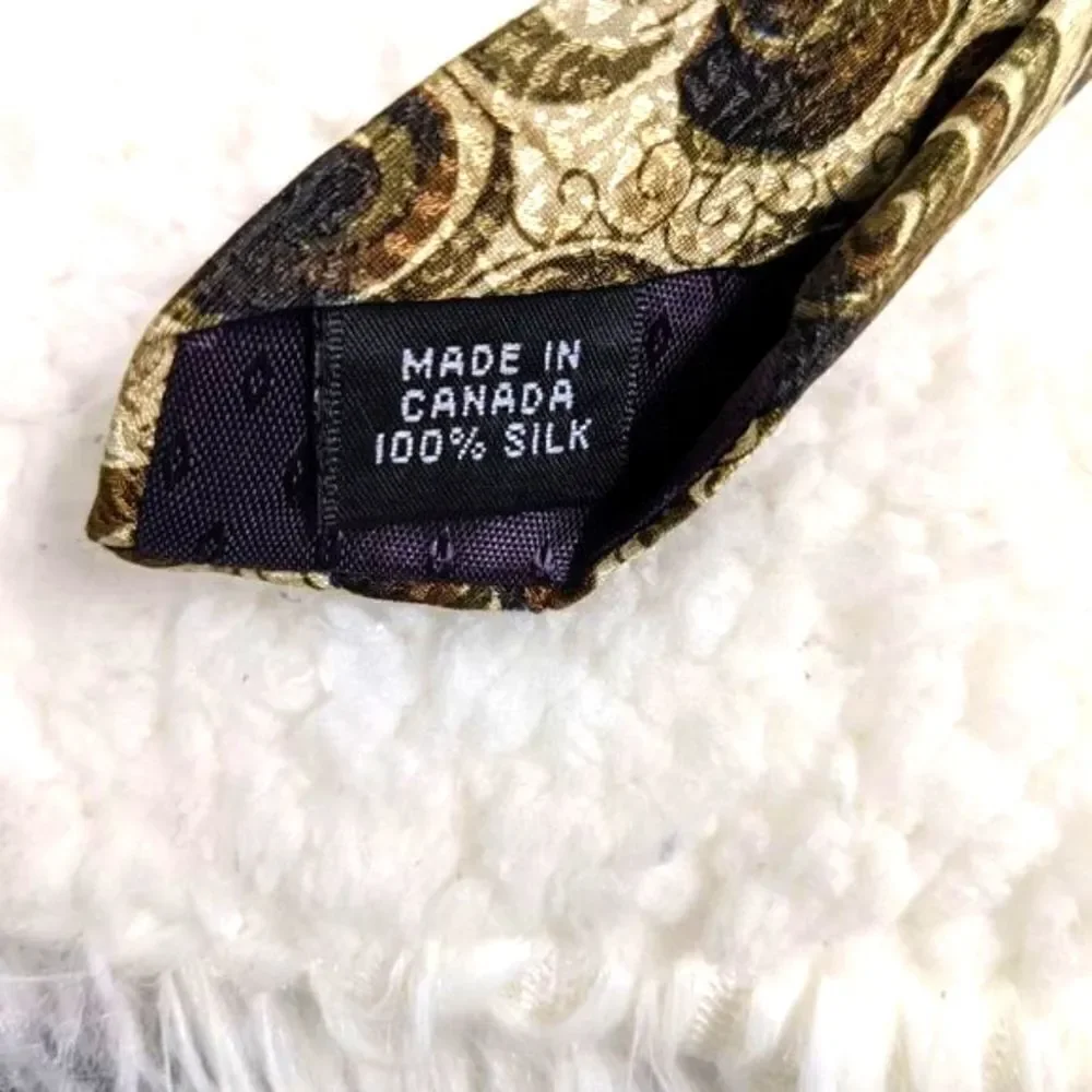 Vintage Men's 100% Silk Tie by Louis Roth w/Swirl Motif  - Made in Canada - Picture 4 of 12